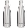 Amazon Brand – Solimo Stainless Steel Insulated 24 Hours Hot or Cold Bottle Flask, 1000 ml, Silver (Pack of 2)