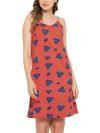 Clovia Women’s Cotton Print Me Pretty Short Night Dress (NS1484P04_Red_L)