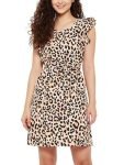 Clovia Women’s Rayon Knee Length Short Nightdress Nightgown (NS1361P24L_Beige_L)