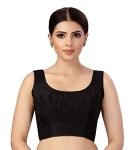 Studio Shringaar Women’s Readymade Art Silk Sleeveless Saree Blouse (Black, 36)