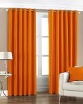 IVAZA Premium Royal Solid Polyester Window Curtains,Window Curtains 5 feet Set of 1 (Orange)