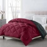 CHICERY Solid Single Comforter for Mild Winter(Cotton, Maroon – Grey)