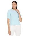 Uptownie Lite Women’s Solid High Neck Top (Blue,Medium)