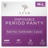 AZAH Period Panties For Women Leak Proof (Pack of 6) 650ml Absorbent Disposable Panties After Delivery and Night Period Panties With 360° Leak-Proof Technology | M-L
