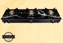 Sigri-wala Surya ISI Certified Toughened Glass Door Step Warranty Glass Manual Gas Stove(3 Burners)