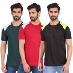 London Hills Color Block Men Round Neck Multicolor Sports Half Sleeve T Shirt (Pack of 3)