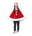 Kaku Fancy Dresses Santa Cloak,Robe,Hood With Hat, Cap for Christmas Day in Velvet Fabric – Red & White 14-17 Years, For Boy & Girls