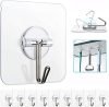 JIALTO Adhesive Hooks Kitchen Wall Hooks-Heavy Duty 13.2lb(Max) Nail Free Sticky Hangers with Stainless Hooks Reusable Utility Towel Bath Ceiling Hooks-8 pcs
