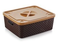 Nakoda 777 Dune Storage Basket With Lid Multipurpose Use for Kitchen & Home Organiser Box for Fruits Vegetables, Toys, Stationary items, Color May Vary, (35.7 x 30 x 13.4) cm