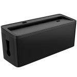 Cable Management Box With Mobile Stand – Cord Organizer Hides Extention Board, Power Strips, Surge Protector, Cords, Wire, Router – Children Safe – TV Cord Box for Desktop, Floor, Home, Office (Black)