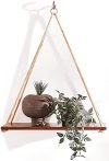 UHUD CRAFTS Hanging Shelves – Adjustable Rope Hanging Shelf, Wall Hanging Decor, Lightweight, Premium Wooden Shelf, Hanging Plant Shelf for Bedroom and Living Room (1 Pcs)