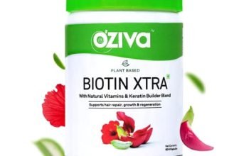 Oziva Biotin Xtra For Hair Growth, Regeneration & Repair | 7000Mcg+ Biotin Capsules With Keratin Builder, Sesbania Agati, Aloe Vera & Potassium (Pack Of 1, (60 Capsules))