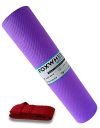FOXWHEEL® 4MM Thick, Light Weight with Anti-Slip Dual Side Embossed Yoga Mat with Carrying Strap For Men aand Women (4MM, Purple)