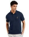 EYEBOGLER Regular Fit Mens Polo Neck Half Sleeve Soild Casual Tshirt Navy Blue