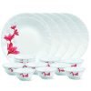 Larah By Borosil Glass Rubythali Set (White) – 18 Pieces