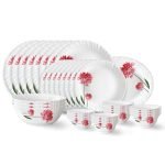 Larah By Borosil Belle Fluted Series Opalware Dinner Set | 36 Pieces For Family Of 8 | Microwave & Dishwasher Safe | Bone-Ash Free | Crockery Set For Dining & Gifting | Plates & Bowls | White