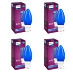 Philips LED Deco Blue 0.5W Glass Candle (Pack of 4)