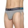 Van Heusen Men Briefs – 100% Combed Cotton – Pack Of 2 – Anti Bacterial, Colour Fresh, Moisture Wicking_10009_Grey Mel W Lt Grey, Grey Mel_S