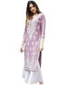ANNI DESIGNER Women’s Cotton Blend Straight Chikankari Embroidered Kurta (Victoria Purple_S_Purple_Small)