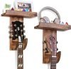 Pack 1 Guitar Wall Hanger, Guitar Wall Mount with Shelf, Guitar Hanger with Pick Holder, Wooden Hanging Guitar Holder for Acoustic Guitar,Ukulele,Bass,Mandolin,Violi