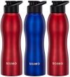 Amazon Brand – Solimo Water Bottle, Spill-Proof, Ergonomic, Safe For Refrigerator, Freezer And Dishwasher (Stainless Steel With Pp Lid, Set Of 3, 2 Red And 1 Blue), 1 Liter