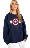 LEOTUDE Women’s Oversized Loopknit Round Neck Sweatshirt (GRL_Navy_Star_P_Navy_M)