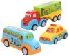 Bzkid Unbreakable Toys Car Set, Pull Back Vehicle Toys for Kids, Set of 3 Includes Taxi Car, School BusNon Toxic Sturdy Plastic Automobile Toys
