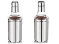 Dynore Stainless Steel 750 ml Of Oil Dispenser | Oil Dropper | Cooking Oil Bottle Pourers For Home- Set of 2