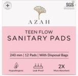 AZAH Rash-Free Organic Sanitary Pads (Box of 12 Pads Teen Pads) Sanitary Pad(Pack of 12)