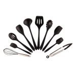 Frenchware (Set of 10) Non-Stick Silicone Spatula Set for Cooking & Baking, Heat-Resistant -40°C to 230°C, Food-Grade & BPA-Free, Dishwasher Safe (Black)