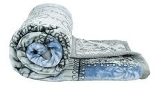 Vas Collections Super Soft Cloudy Printed Double Bed Blanket For Heavy Winter, Single Ply Mink Blanket King Size With 220 X 230 Cm – 3.5 Kg (Grey & Blue, Pack Of 1)…