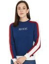 Mode By Red Tape Women’s Cotton Crew Neck Sweatshirt (MWS0024_Airforce Blue_XL_Airforce Blue_XL)