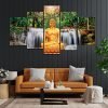 Perpetual Buddha Paintings for Wall Decoration – Set Of Five, 3d Scenery Vastu Painting for Living Room Large Size with Frames for Home Decoration, Hotel, Office (75 CM X 43 CM) K6D