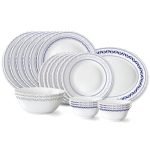 Larah By Borosil Jazzblue Fluted Series Opalware Dinner Set | 21 Pieces For Family Of 6 | Microwave & Dishwasher Safe | Bone-Ash Free | Crockery Set For Dining & Gifting | Plates & Bowls | White