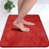 STATUS Memory Foam Bath Mat Rug, Ultra Soft and Non-Slip Bathroom Rugs, Water Absorbent and Machine Washable Bath Rug for Bathroom, Shower, and Tub, 16″ x 24″ (Red)