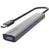 Quantum Type C to 4X USB 3.1 High Speed Ports Hub with Slim Aluminium Body for Laptop, MacBook, Windows PC, Tablets, Type-C Mobile Devices (Grey)
