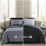 BSB HOME® 2nd Gen 200 GSM Microfiber Reversible Quilted Solid Super Soft and Cozy AC Comforter/Blanket/Quilt/Duvets for King Size/Double Bed Size (230X250 cm, Grey/Black)