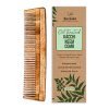 Nat Habit Kacchi Neem Wooden Comb – Soaked In 17 Herbs, Neem & Sesame Oil For Multi-Actions – Detangling, Frizz Control & Shine,Suited For All Hair Types (Dual Tooth)