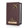 AICA Personalised Name & Charm Leather Passport Cover Holder for Men & Women (Darkbrown) | Christmas Secret Santa Gifts for Men Women Office Colleagues