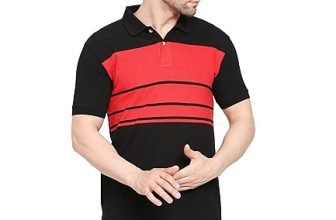 Scott International Men’S Rich Cotton Regular Fit Striper Polo T-Shirt (Smarto-Bl-Rd-M, Black-Red, Medium)