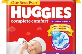 Huggies Complete Comfort Wonder Pants Newborn / Extra Small (Nb/Xs) Size (Up To 5 Kg) Baby Diaper Pants, 90 Count, India’S Fastest Absorbing Diaper With Upto 4X Faster Absorption, Unique Dry Xpert Channel