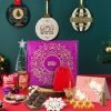 Open Secret Christmas & New Year Gift Hamper | 10 Item Gift Combo – Gift Box with Card, Scented Candles, Chocolate Gift Box, Brownie, Butterfly Stand, Festive Lights, Tandoori Flavored Nuts | Secret Santa Gift Hamper | Valentine Gifts Hamper | Gift for Him/Her