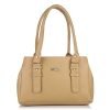 Fostelo Women’s Westside Faux Leather Handbag (Beige) (Large)