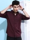 HIGHLANDER Men Solid Casual Maroon Shirt