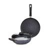 Amazon Brand – Solimo Aluminium 3 Piece Non-Stick Cookware Set|Granite Finish|Induction Base|Pfoa Free|High Temperature Resistant Exterior Coating|25 Cm Tawa,22 Cm Kadai,1 Glass Lid|Grey