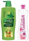 Dabur Vatika Health Shampoo, with Henna & Amla for Problem Free Hair – 640ml & Dabur Gulabari Premium Rose Water – Natural, 400 ml