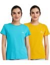 Amazon Brand – Eden & Ivy Women’s Regular T-Shirt (Pack of 2) (PAG101A_Turq & Mustard M)