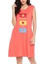 Clovia Women’s Cotton Print Me Pretty Short Nightdress with Pocket (NS1169P34_Peach_XL)