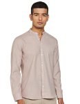 Luxrio Shirt for Men Casual Slim Fit Solid Cotton Blend Brown Size 42