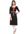 EthnicJunction Women’s Cotton Rayon Red & Black Valentine Day Special Kurta (Medium, Black & Scarlet Red)